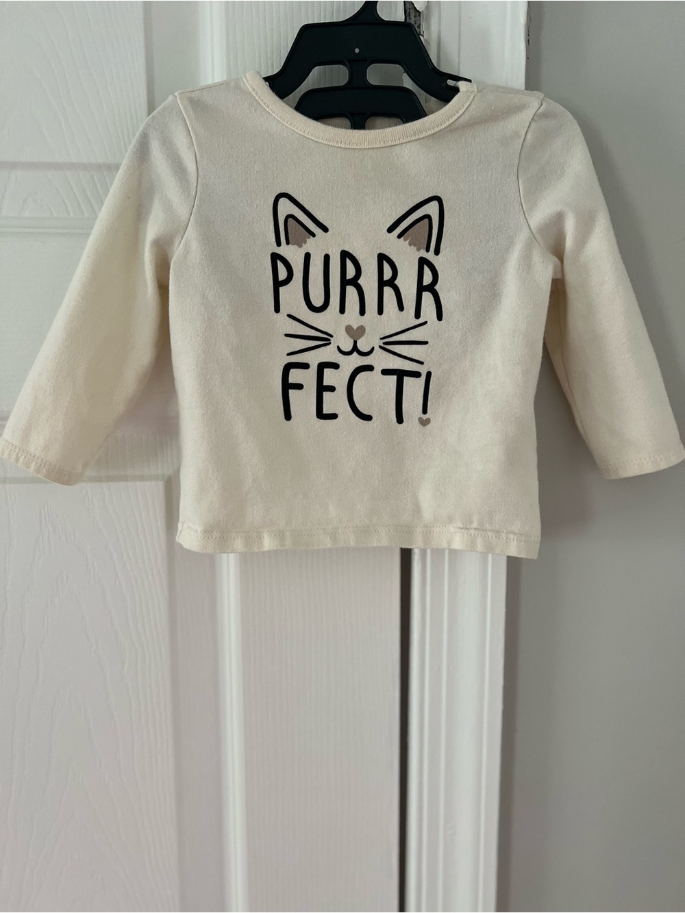 Garanimals Cream Baby Tee with 'PURRR FECT!' Cat Graphic (3-6m)